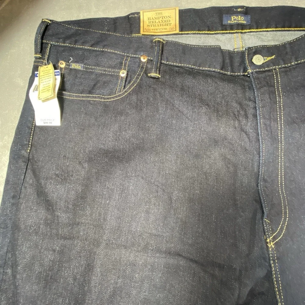 Polo Ralph Lauren Jeans 50/30 Hampton Relaxed Straight Dark Wash Denim New Tags‎